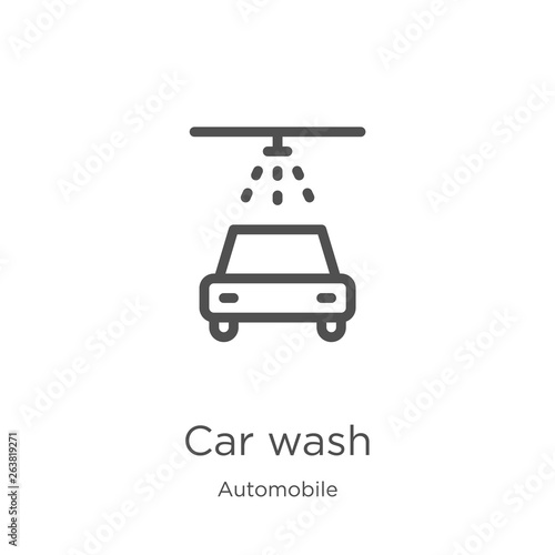 car wash icon vector from automobile collection. Thin line car wash outline icon vector illustration. Outline, thin line car wash icon for website design and mobile, app development.