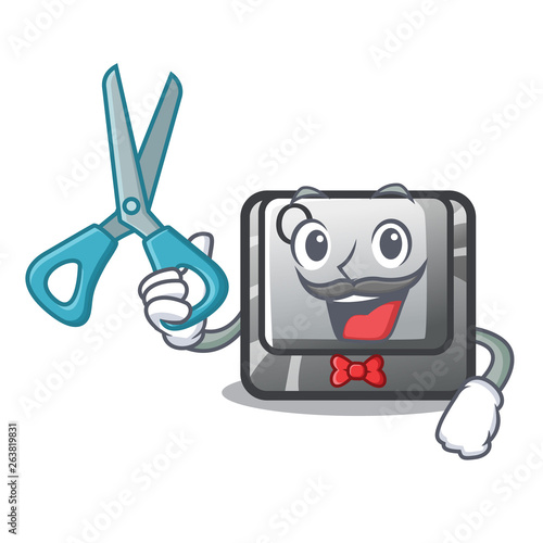 Barber button Q isolated in the mascot