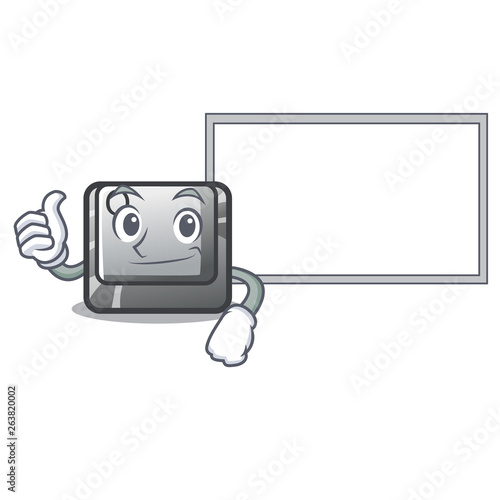 Thumbs up with board button Q isolated in the mascot