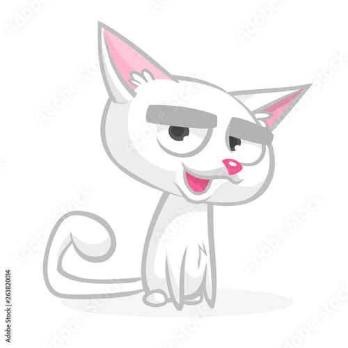 Cartoon cranky cat. Cute fat cartoon cat illustration with a cranky expression