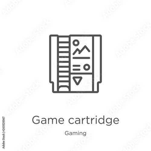 game cartridge icon vector from gaming collection. Thin line game cartridge outline icon vector illustration. Outline, thin line game cartridge icon for website design and mobile, app development.