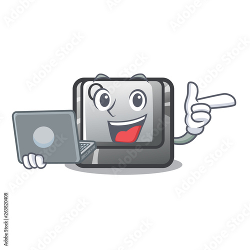With laptop button Q isolated in the mascot