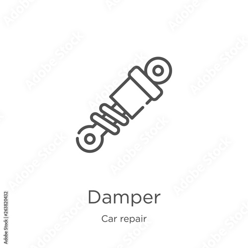damper icon vector from car repair collection. Thin line damper outline icon vector illustration. Outline, thin line damper icon for website design and mobile, app development.