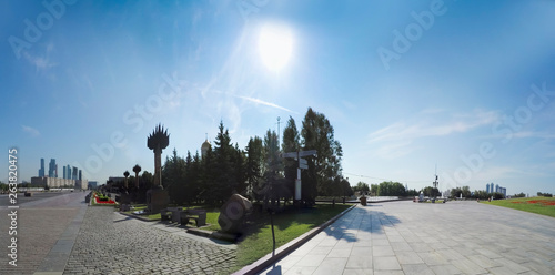 Victory Park and Poklonnaya Hill - a memorial complex of the Great Patriotic War of 1941-1945. west of Moscow. The complex of tall skyscrapers a beautiful view from the Hill