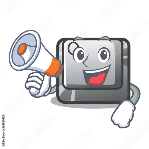 With megaphone button Q isolated in the mascot