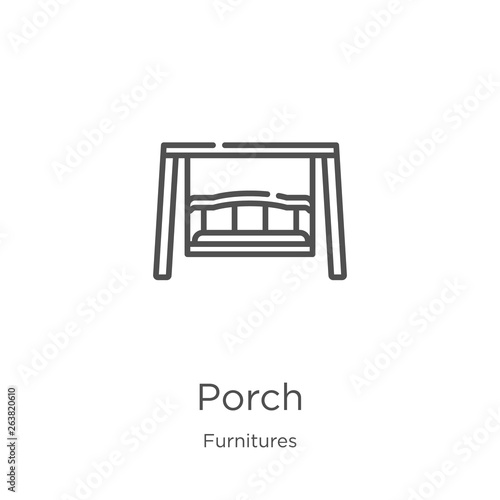 porch icon vector from furnitures collection. Thin line porch outline icon vector illustration. Outline, thin line porch icon for website design and mobile, app development.