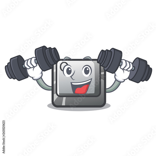 Fitness button Q isolated in the mascot