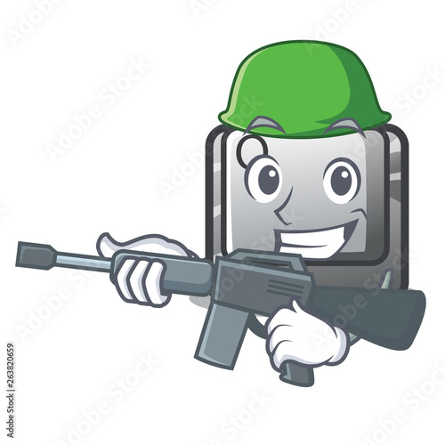 Army button Q isolated in the mascot
