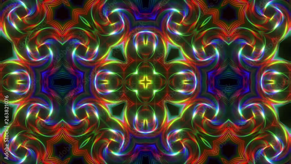 Glowing Neon Kaleidoscope Background Glowing Neon Kaleidoscope Background