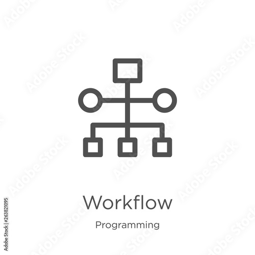 workflow icon vector from programming collection. Thin line workflow outline icon vector illustration. Outline, thin line workflow icon for website design and mobile, app development.