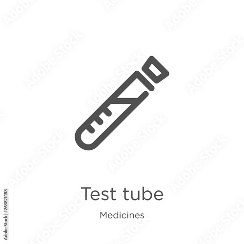 test tube icon vector from medicines collection. Thin line test tube outline icon vector illustration. Outline, thin line test tube icon for website design and mobile, app development.