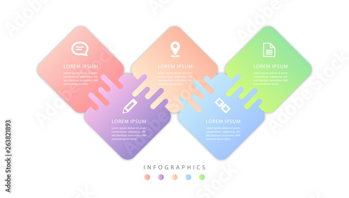 Vector infographic design UI flow chart template colorful gradient labels and icons