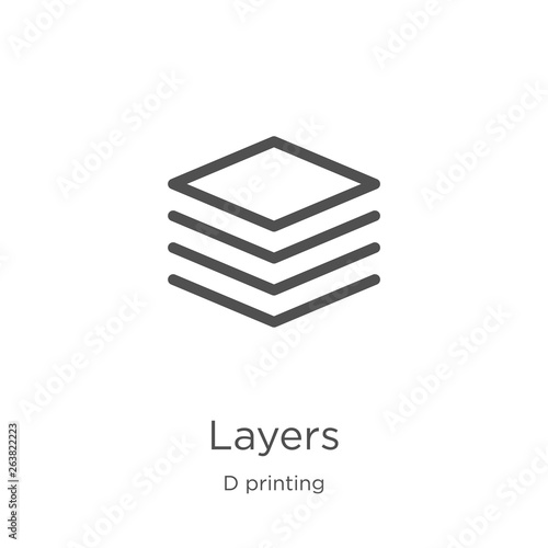 layers icon vector from d printing collection. Thin line layers outline icon vector illustration. Outline, thin line layers icon for website design and mobile, app development.