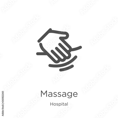 massage icon vector from hospital collection. Thin line massage outline icon vector illustration. Outline, thin line massage icon for website design and mobile, app development.