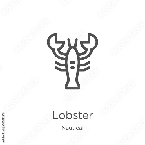 lobster icon vector from nautical collection. Thin line lobster outline icon vector illustration. Outline, thin line lobster icon for website design and mobile, app development.