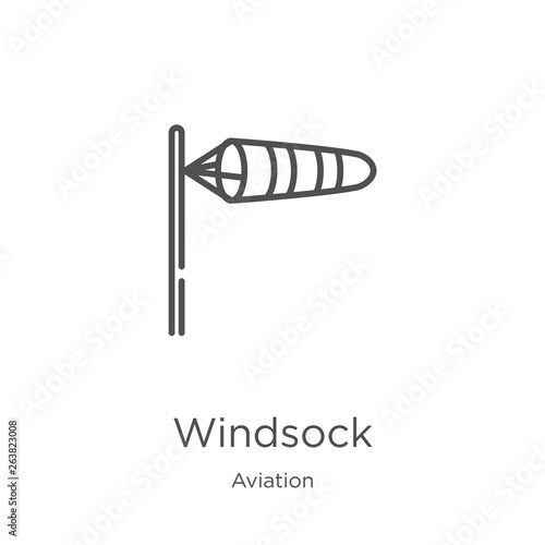 windsock icon vector from aviation collection. Thin line windsock outline icon vector illustration. Outline, thin line windsock icon for website design and mobile, app development.