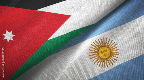 Jordan and Argentina two flags textile cloth, fabric texture