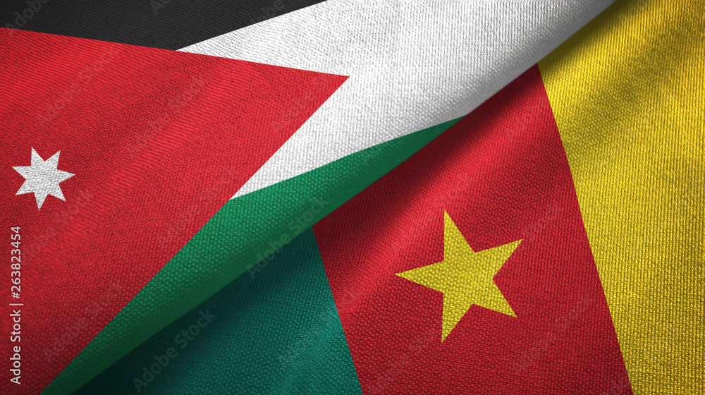Jordan and Cameroon two flags textile cloth, fabric texture Jordan and Cameroon two flags textile cloth, fabric texture