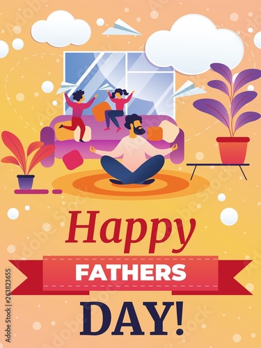 Banner Happy Fathers Day Vector Illustration. 