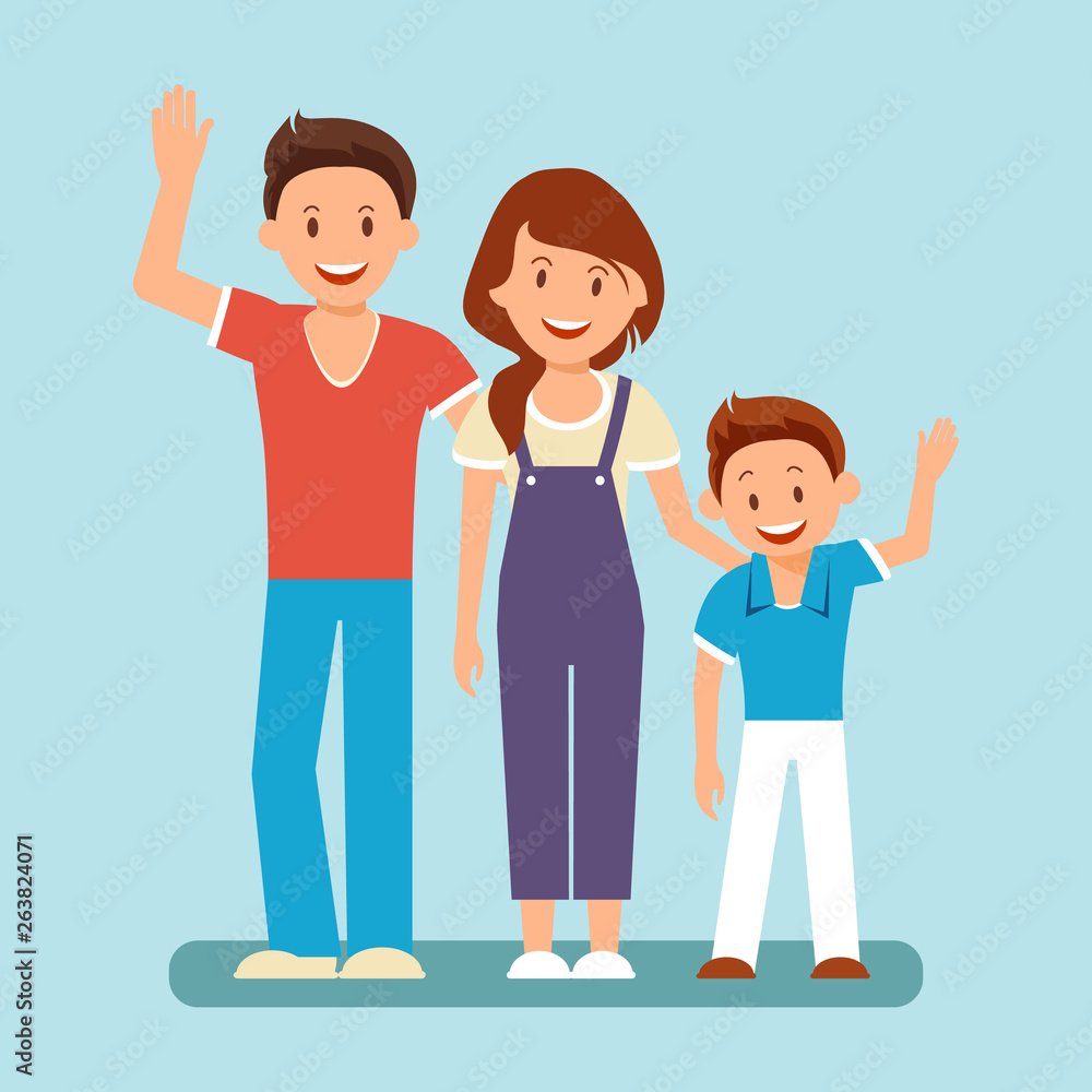 Married Couple with Child Flat Vector Illustration Married Couple with Child Flat Vector Illustration
