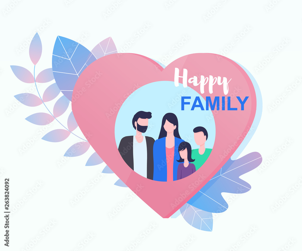 Happy Family Together Picture in Heart Shape Frame Happy Family Together Picture in Heart Shape Frame