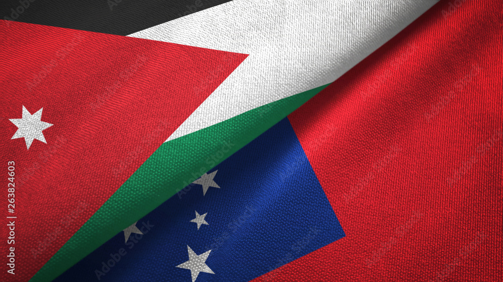 Jordan and Samoa two flags textile cloth, fabric texture Jordan and Samoa two flags textile cloth, fabric texture