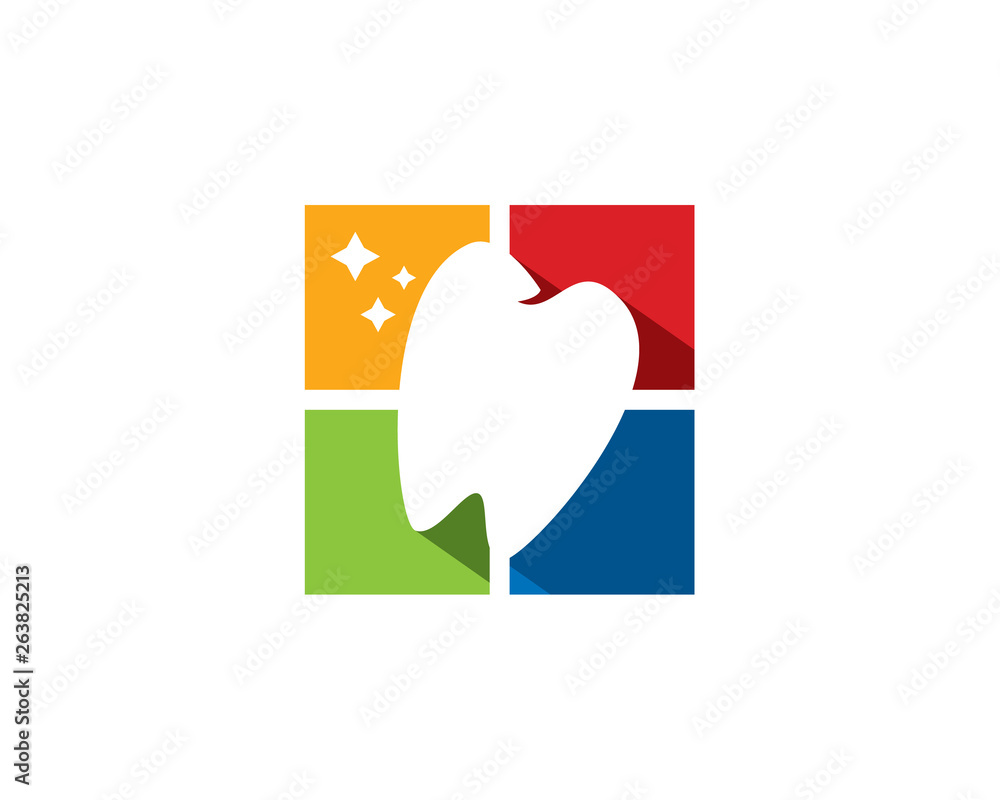 shining stars dental logo with colorful window background shining stars dental logo with colorful window background