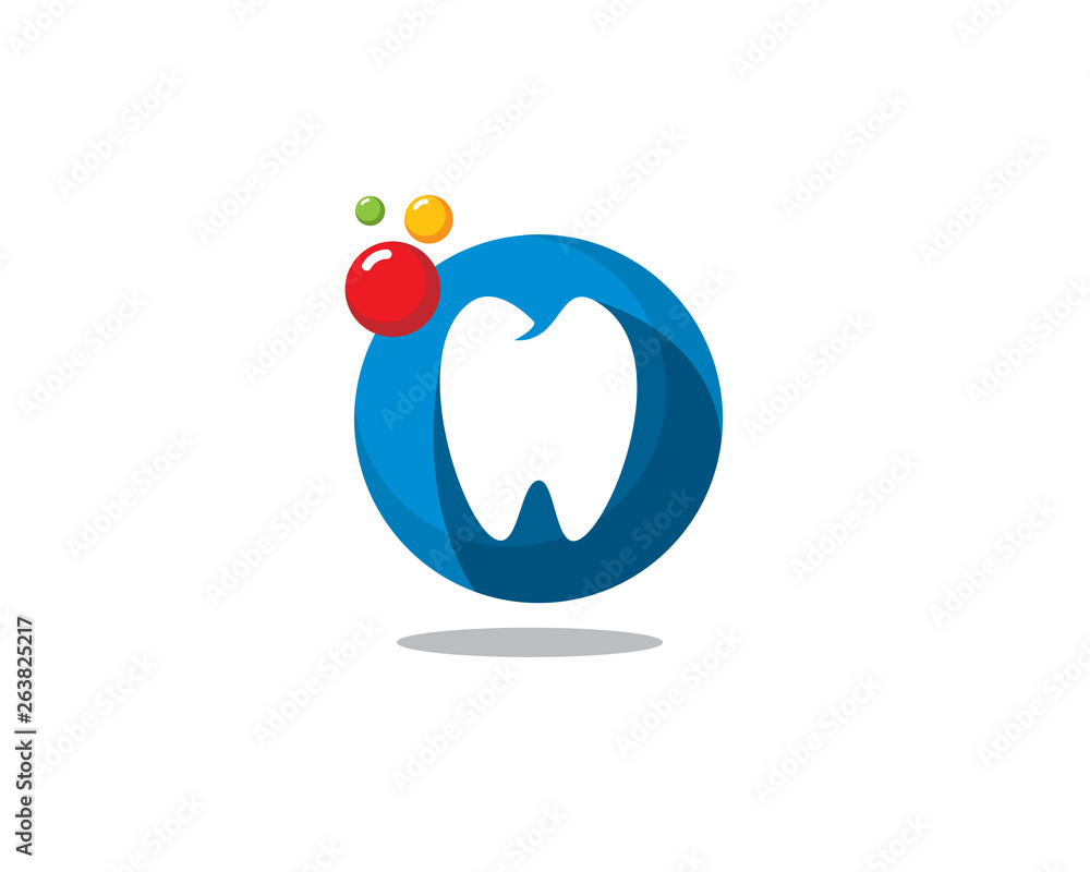 colorful dental logo with bubbles flying around colorful dental logo with bubbles flying around