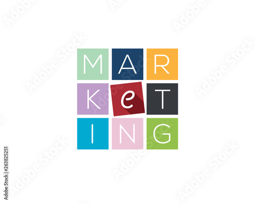 colorful scrabble game letters spell marketing