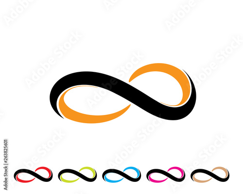 simple infinity symbol as folding ribbon in two color black and orange