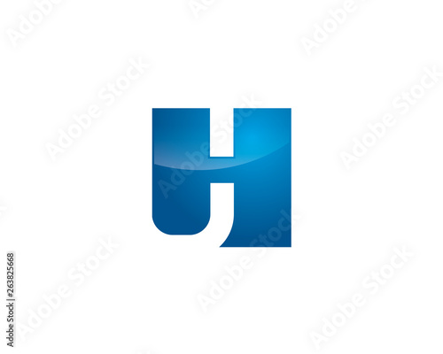 initial letter H J U negative space anagram logo