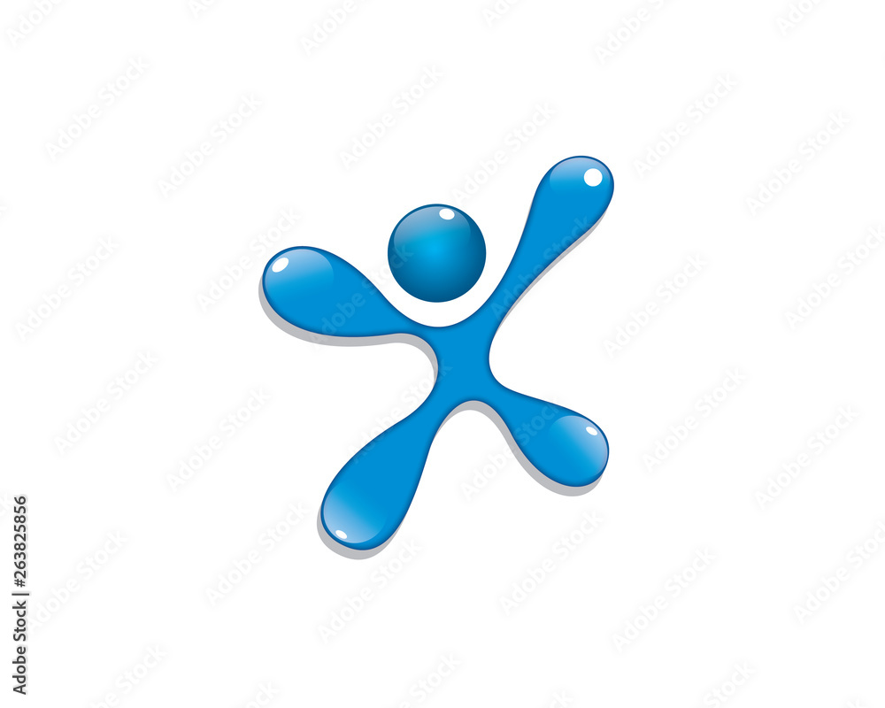 3d blue liquid water human figure character 3d blue liquid water human figure character