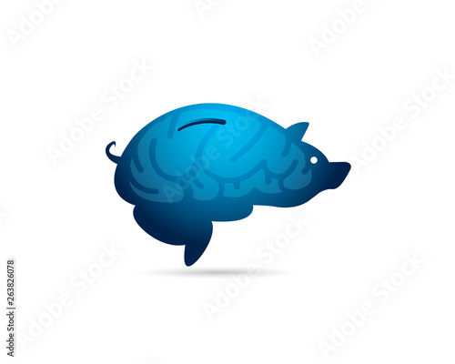 Blue Piggy Bank Brain and Mind