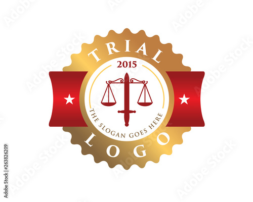 trial court law justice emblem logo contains two hammer and a scale