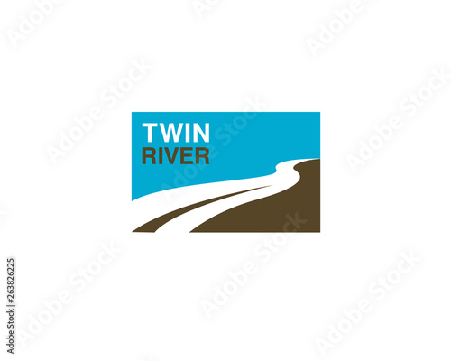 twin river square logo banner style with two river as negative space