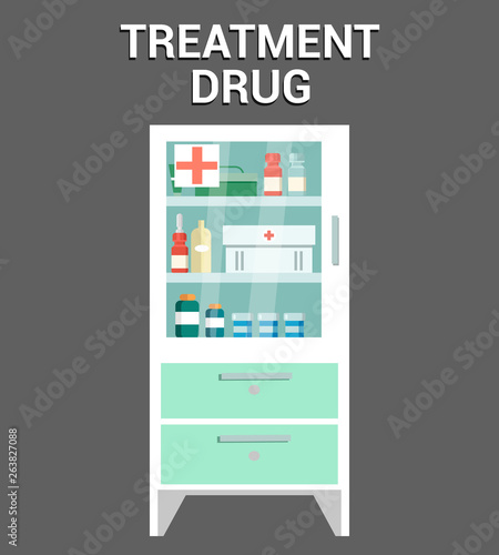 Treatment Drug Locker Flat Vector Illustration
