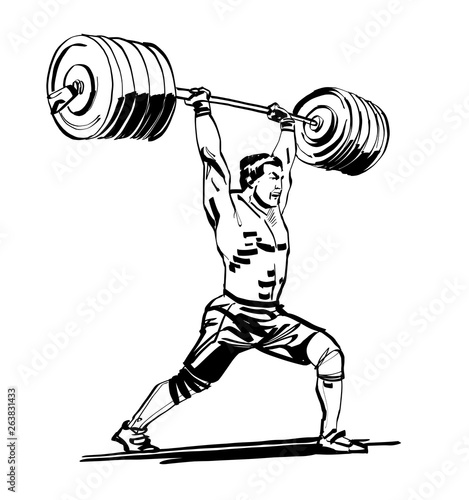 man working out with barbell