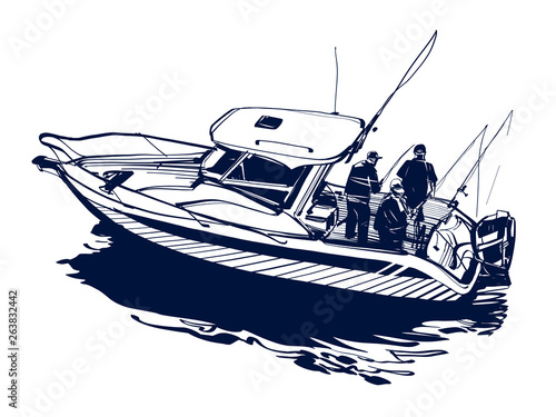 boat on white background