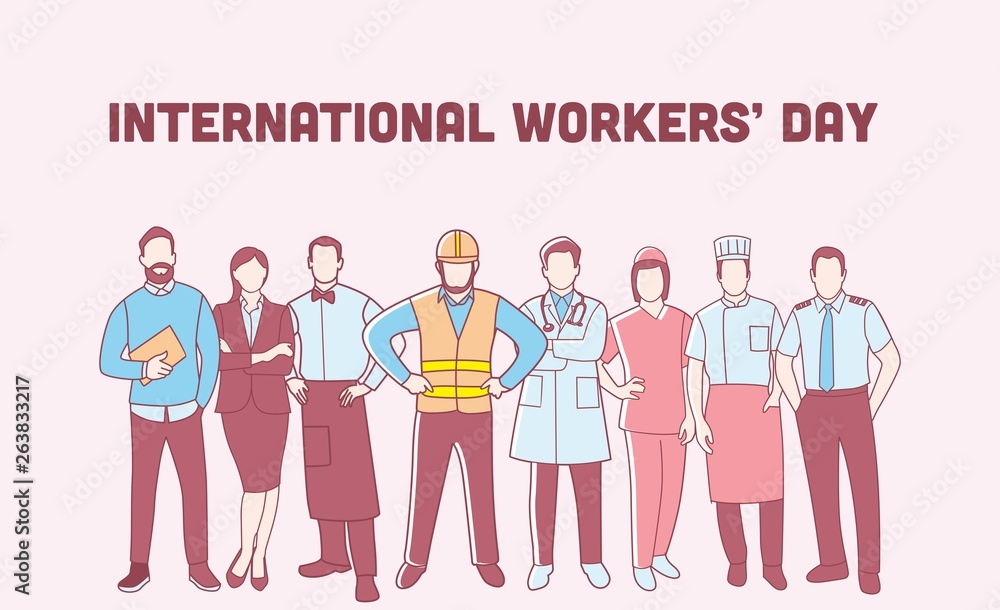 international Worker's day . Labor Day Poster With People Of Different Occupations, diverse workers of various professions and specialists. international Worker's day . Labor Day Poster With People Of Different Occupations, diverse workers of various professions and specialists.