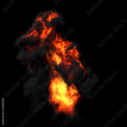 4K Big explosion effect black background, Realistic explosions boom, Realistic fiery explosion over a black background