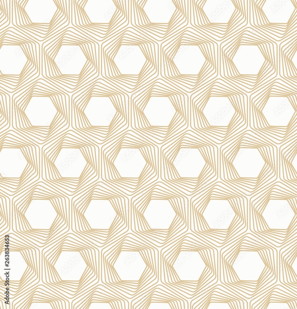 Fototapeta premium Vector seamless white and gold background. Optical illusion Line pattern