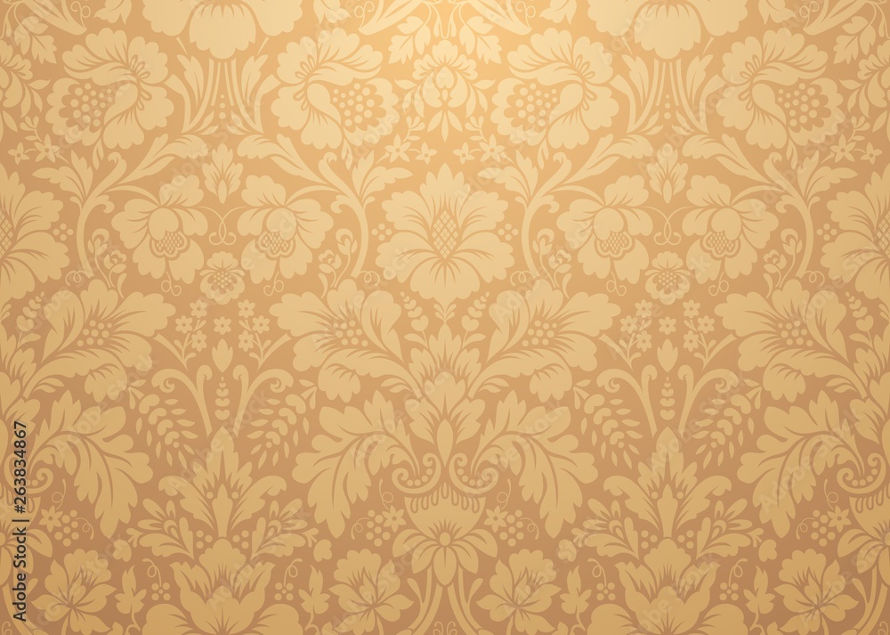 Vector damask gold patterns. Rich ornament, old Damascus style gold