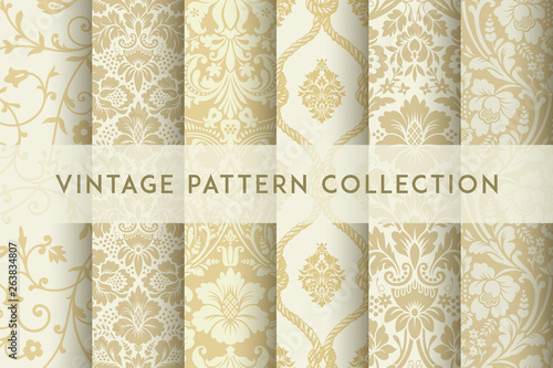 Fotografia Set of Vector seamless damask patterns
