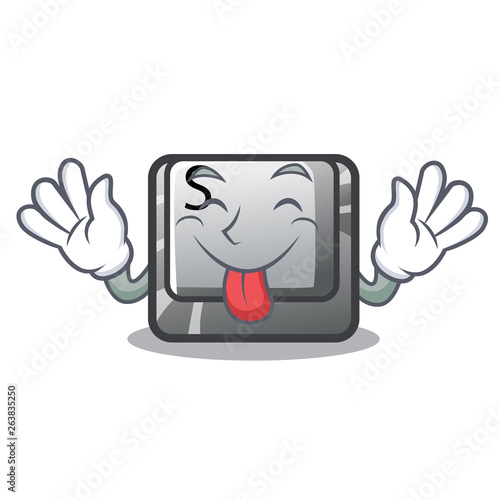 Tongue out button S isolated with the mascot
