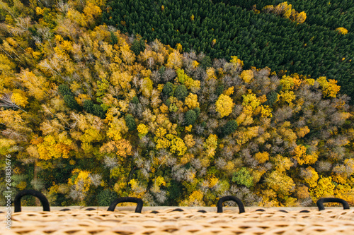 View of autumn forest from aerostat
