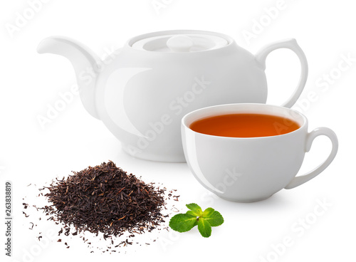 tea white teapot isolated with clipping path