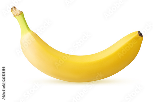 one banana isolated on white background with clipping path
