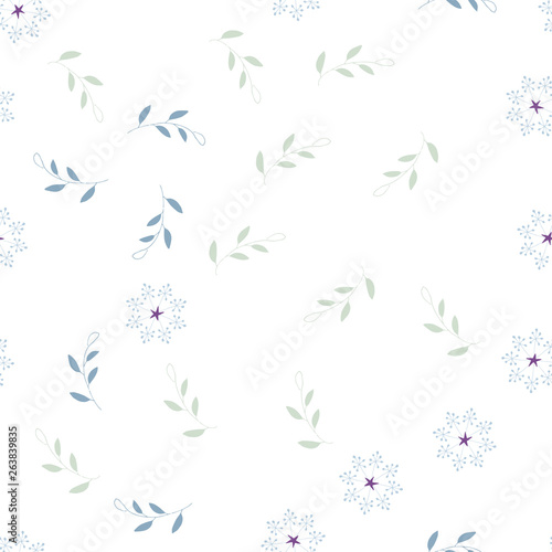 Seamless pattern of abstract branches and flowers on a white background. hand drawn vector