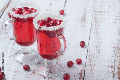Two glasses with cranberry drink