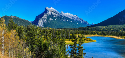 Panorama View Vermillion Lake located in Banff National Park, Canada. photo